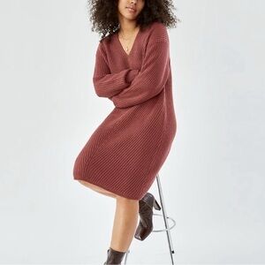 Aritzia Wilfred Seville Merino Wool Sweater Dress Ashy Rose Size Small